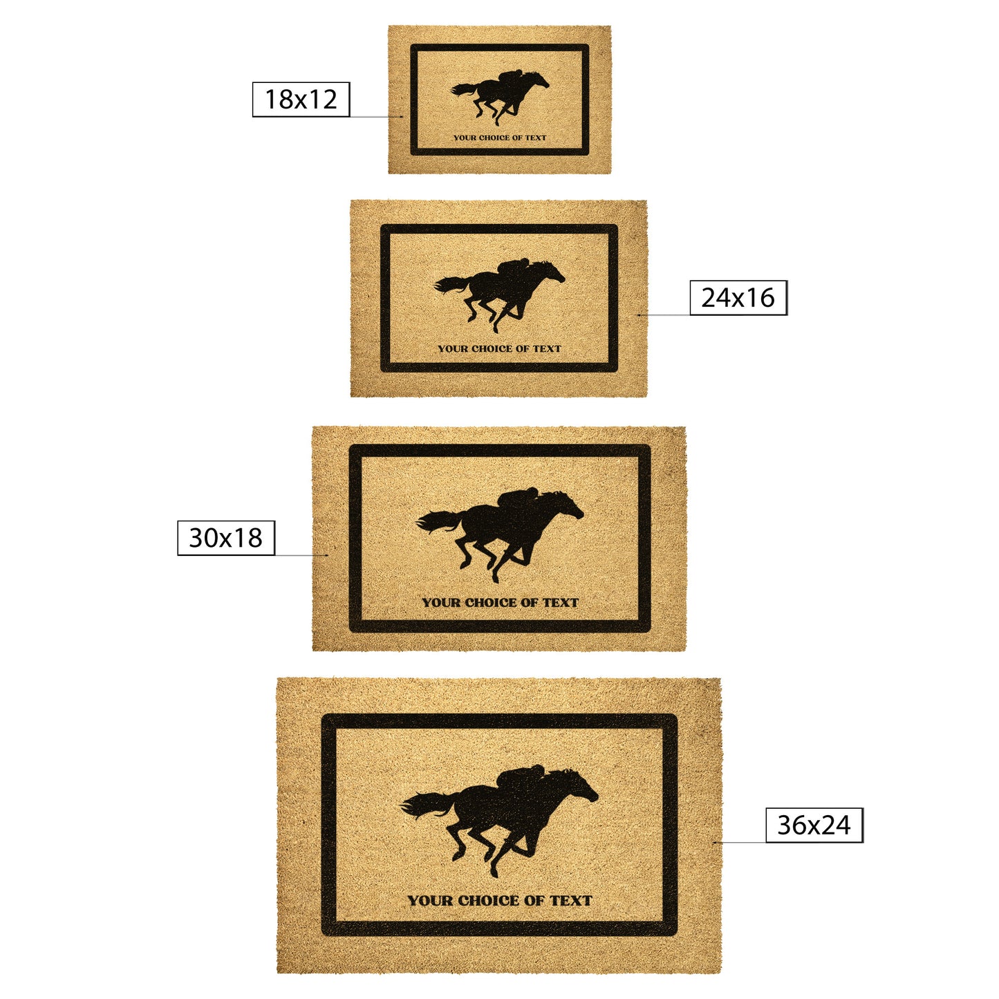 Custom Coir Door Mat - 4 Sizes to Choose - Your Text & Horse Breed