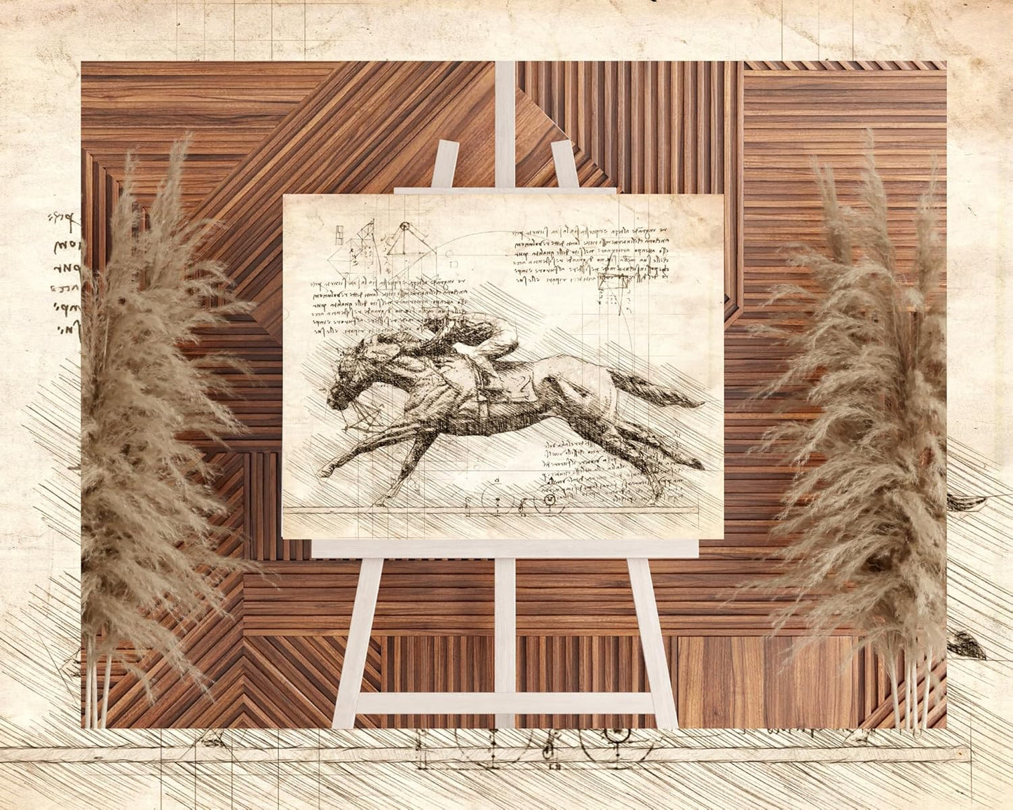 If DaVinci Created a Thoroughbred Race Horse 11 x14 Unframed Print