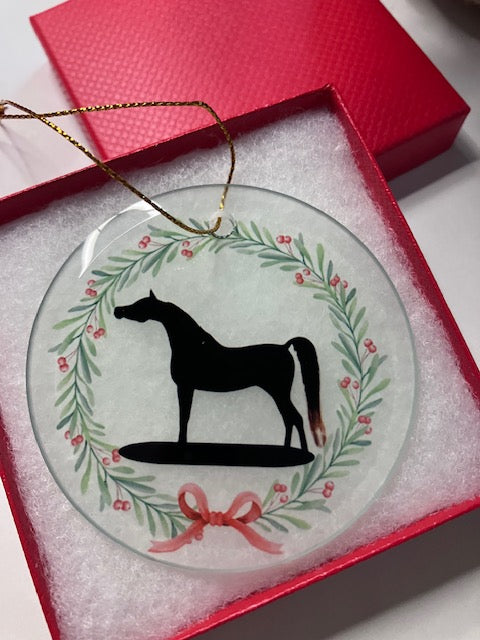 Personalized Glass Christmas Ornament – Custom Photo, Logo, or Horse Breed Silhouette – Gift Boxed