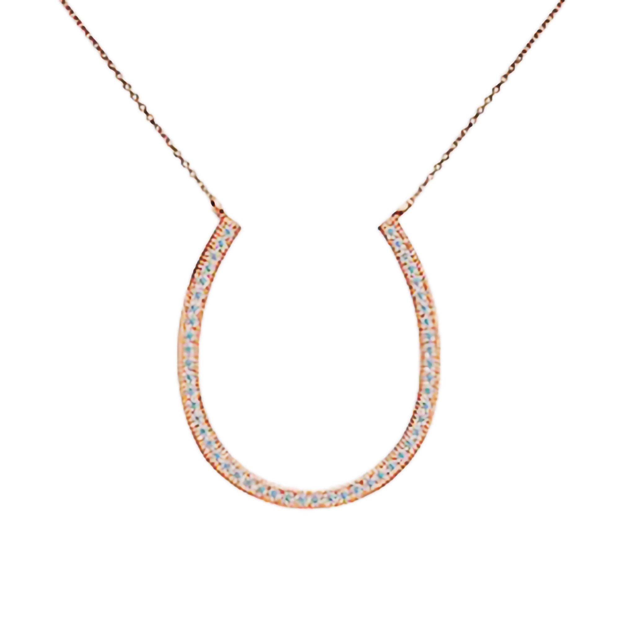 Rose Gold Plated Sterling Silver Horseshoe Necklace & Earrings Set - with CZ's - Gift Boxed
