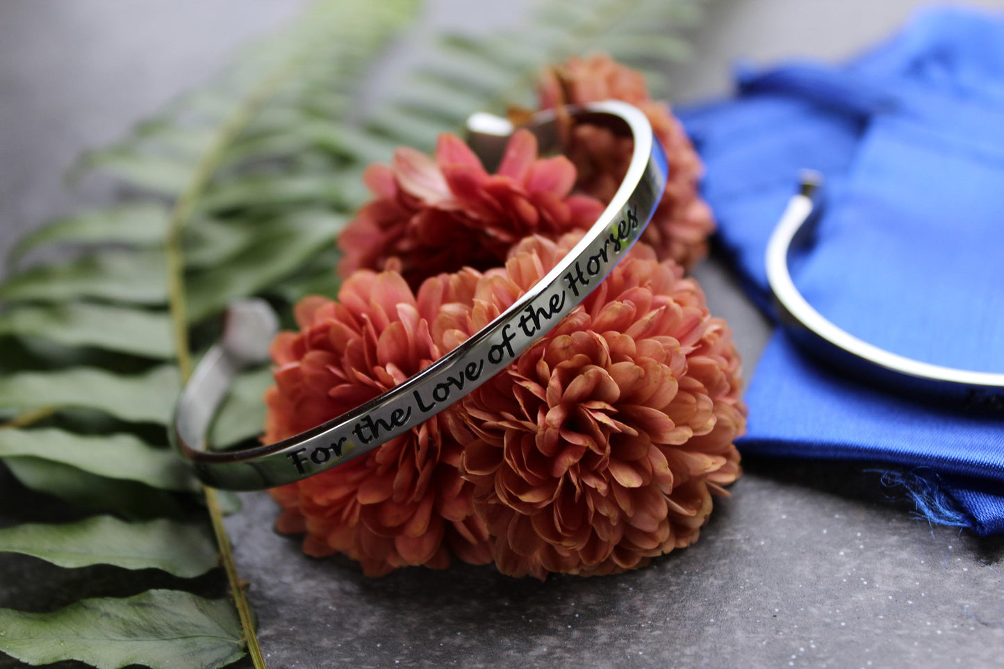 Equestrian Horseshoe Nail Bangle Bracelet ~ Sterling Silver OR Stainless Steel Engraved ~ For the Love of the Horses - Help a Rescue Horse