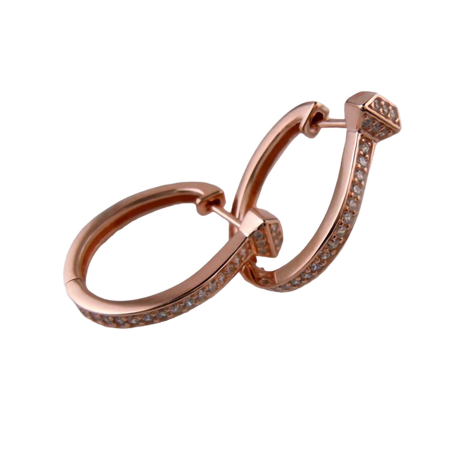 Sterling Silver Hinged Hoop Earrings with CZ's