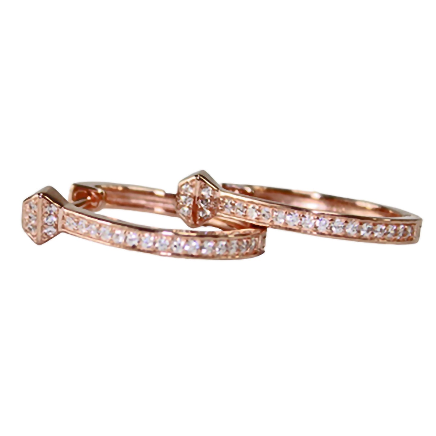 Sterling Silver Hinged Hoop Earrings with CZ's