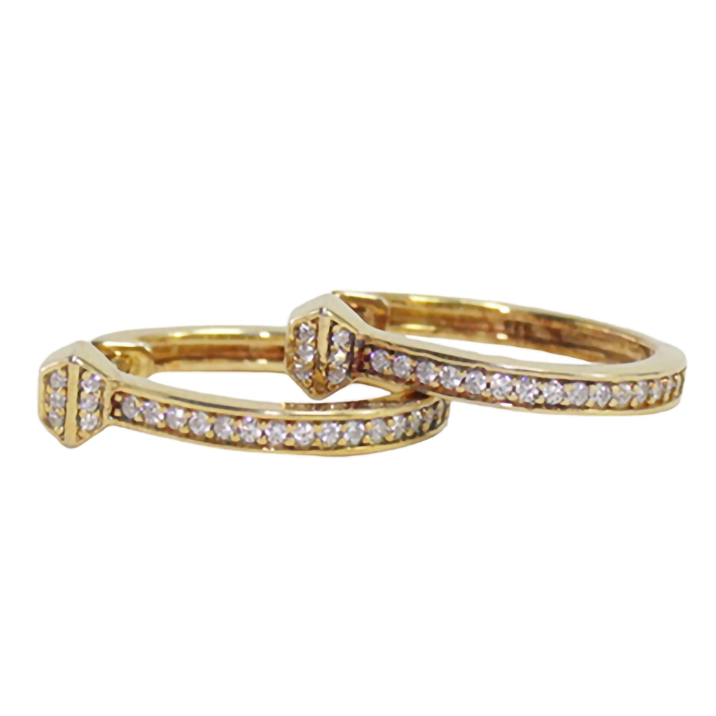 Sterling Silver Hinged Hoop Earrings with CZ's