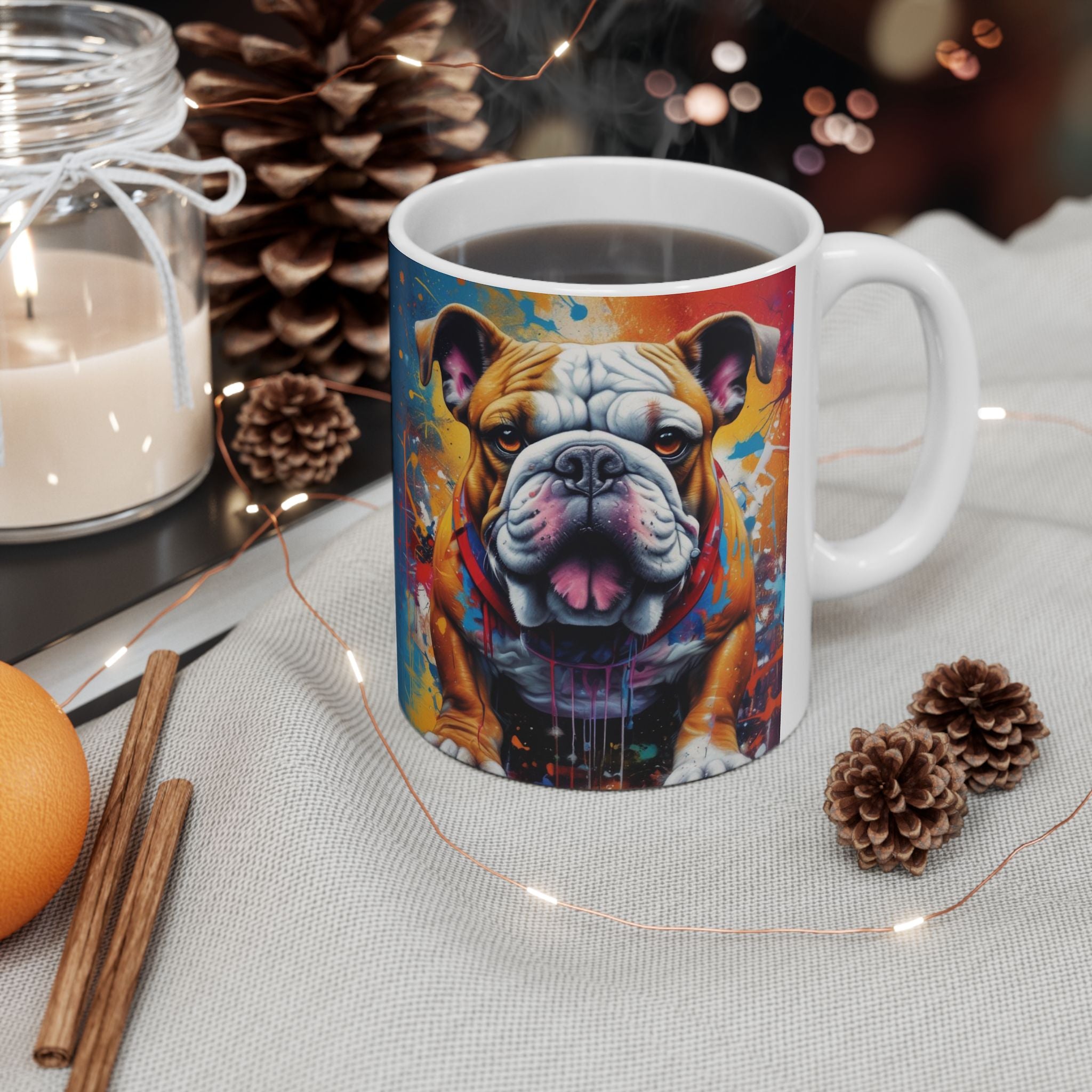 Graffiti Style Bulldog Mug  11 or 15 oz. Mugs Make Great Gifts for Dog Lovers