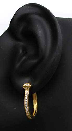 Sterling Silver Hinged Hoop Earrings with CZ's