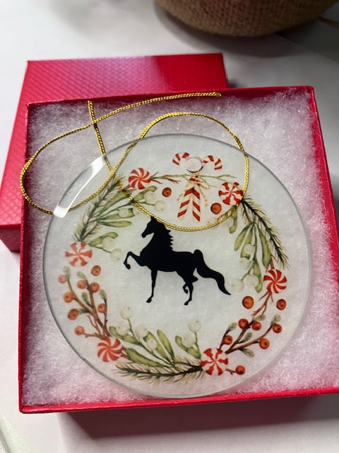 Personalized Glass Christmas Ornament – Custom Photo, Logo, or Horse Breed Silhouette – Gift Boxed