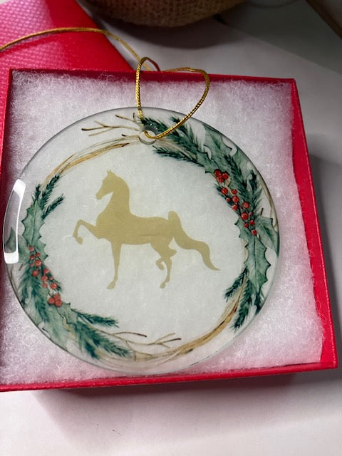 Personalized Glass Christmas Ornament – Custom Photo, Logo, or Horse Breed Silhouette – Gift Boxed