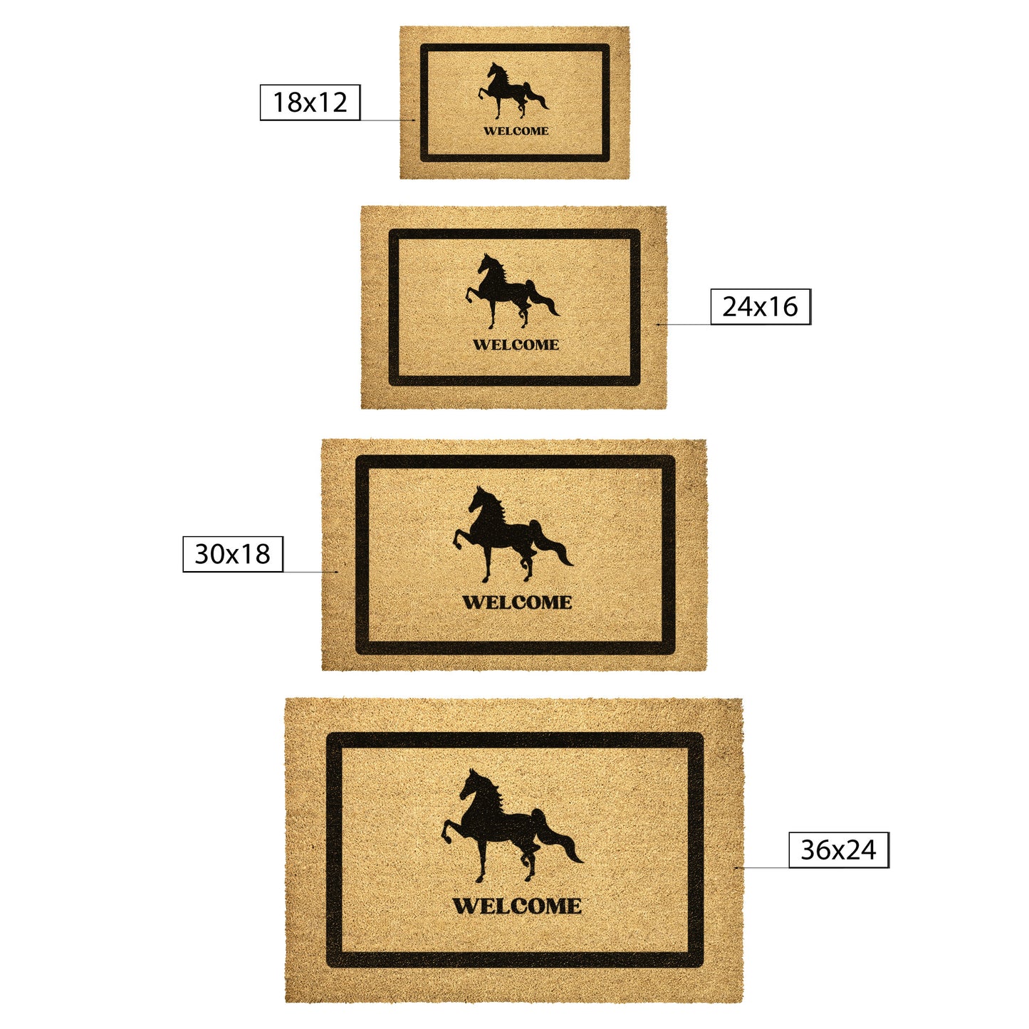 Custom Coir Door Mat - 4 Sizes to Choose - Your Text & Horse Breed