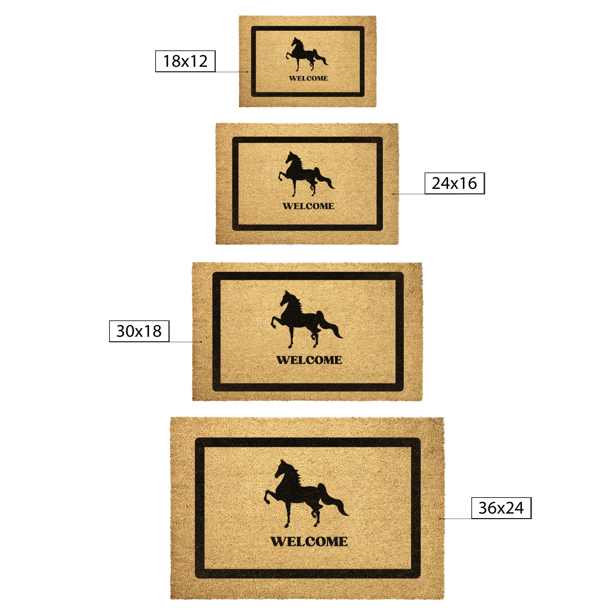 Custom Coir Door Mat - 4 Sizes to Choose - Your Text & Horse Breed