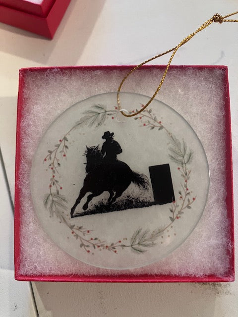 Personalized Glass Christmas Ornament – Custom Photo, Logo, or Horse Breed Silhouette – Gift Boxed