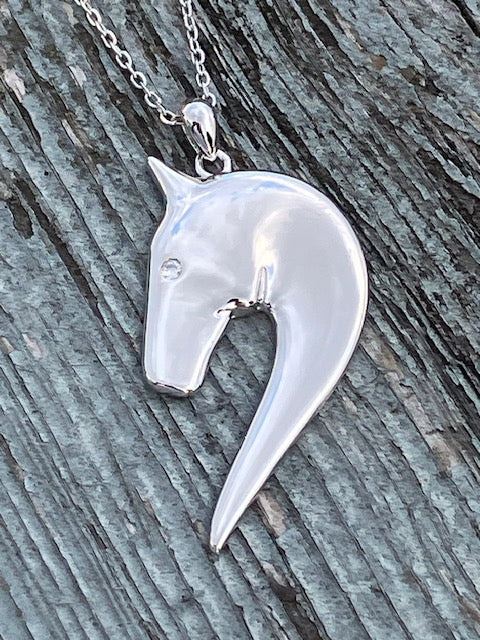 Custom Designed Sterling Silver Horse Head Pendant - Unique Gift for Horse Lovers & Equestrians