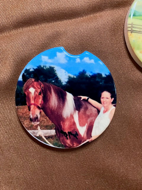 Personalized Ceramic Car Coasters – Custom Photo or Text – Unique Gift for Drivers, Horse & Pet Lovers, Friends & Family – Set of 2