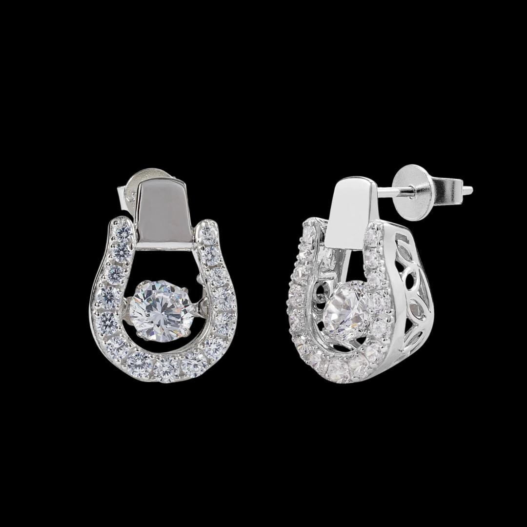 2024 Sterling Silver Dancing Stone Horseshoe Earrings