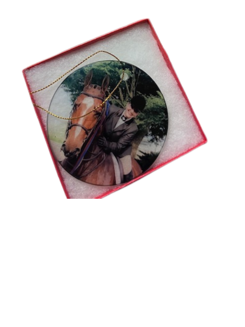 Personalized Glass Christmas Ornament – Custom Photo, Logo, or Horse Breed Silhouette – Gift Boxed
