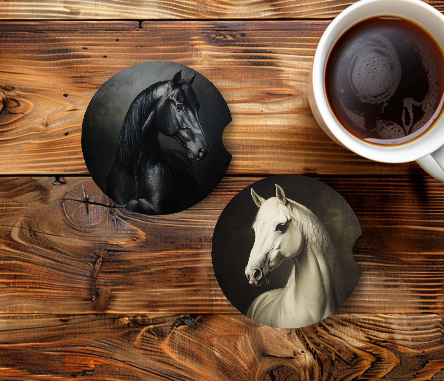 Personalized Ceramic Car Coasters – Custom Photo or Text – Unique Gift for Drivers, Horse & Pet Lovers, Friends & Family – Set of 2