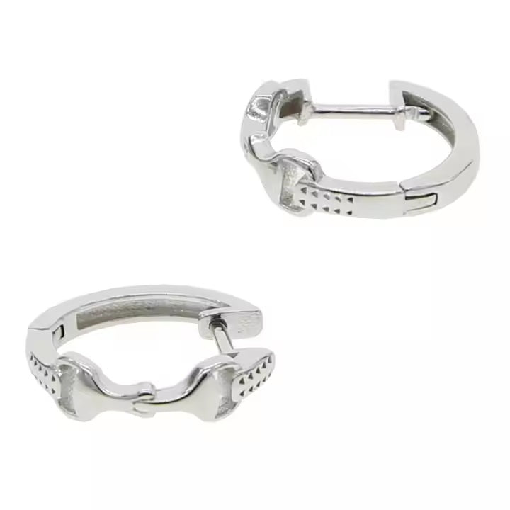 Sterling Silver Snaffle Bit Hinged Hoop Earrings - Gift Boxed