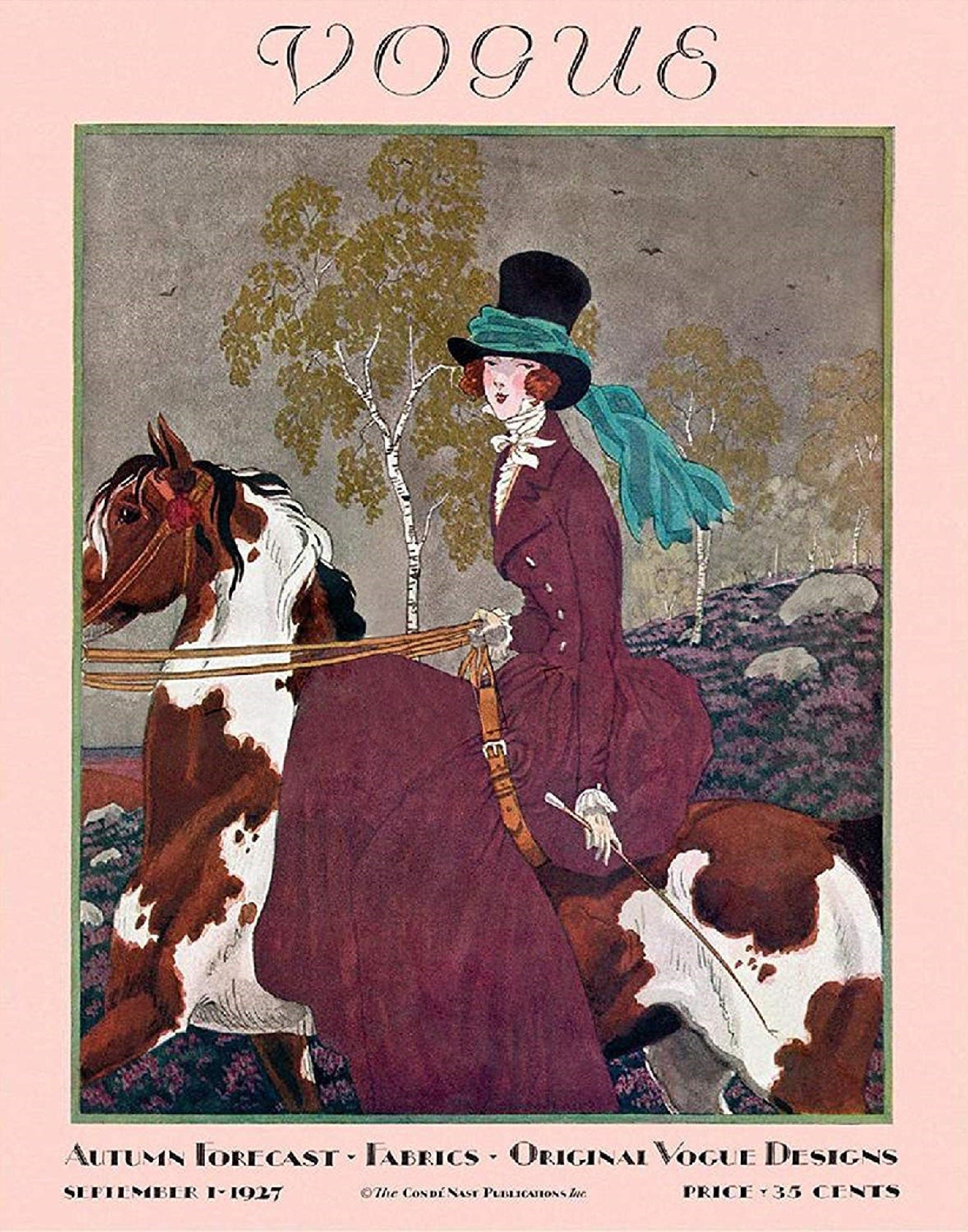 Vintage - Vogue Magazine Cover from 1927 - Woman Riding Sidesaddle - 11 x 14 Unframed Print - Art Prints