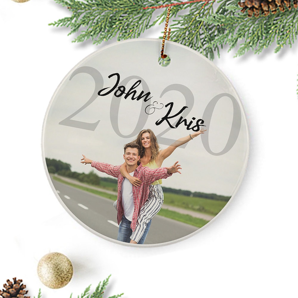 Custom Ceramic Ornament with Your photo, Text - Gift Boxed - Wonderful Gift for Friends, Family, Co-workers.  Thoughtful - Choice background