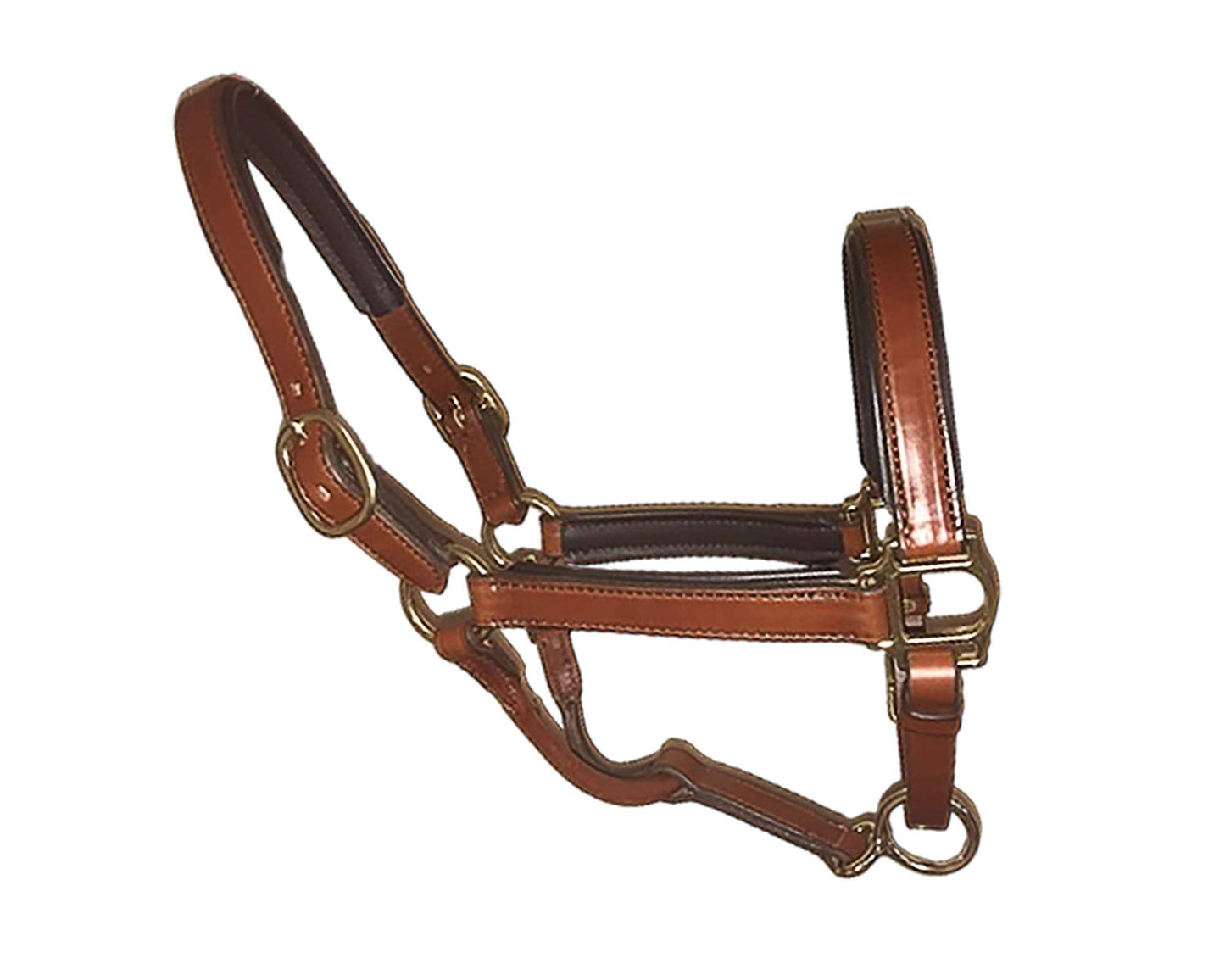 Amish Made Luxury Leather Padded Horse Halter - Brass Hardware - Adjustable