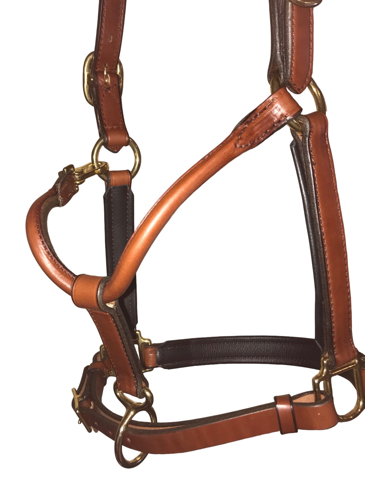 Amish Made Luxury Leather Padded Horse Halter - Brass Hardware - Adjustable