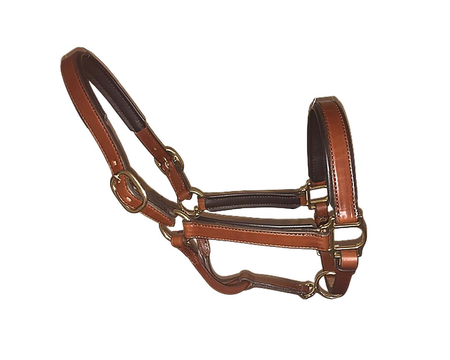 Amish Made Luxury Leather Padded Horse Halter - Brass Hardware - Adjustable
